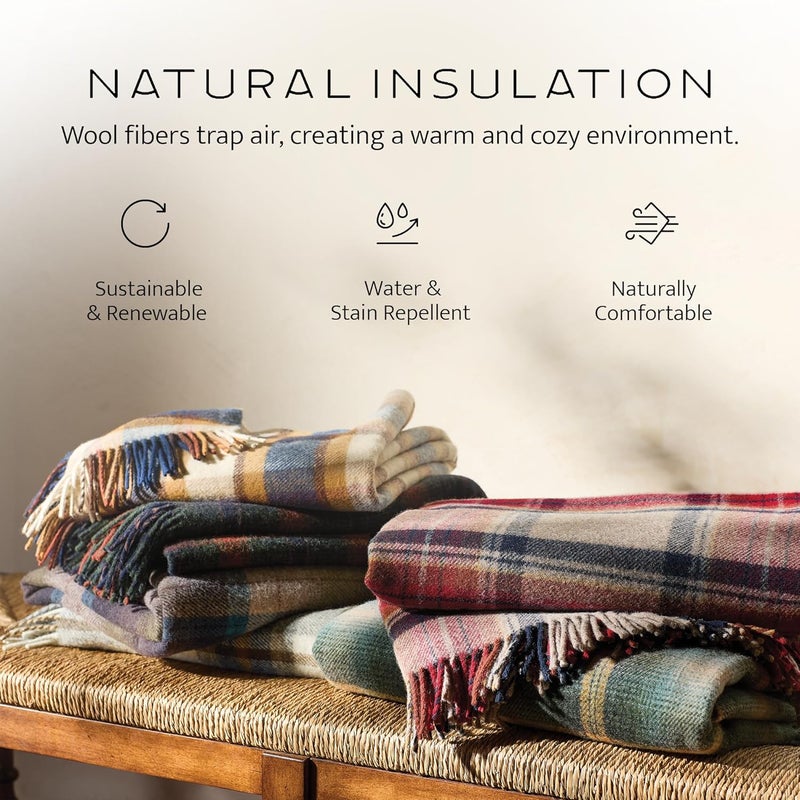 Pendleton Wool Blanket - Camping Blanket with Leather Strap Carrier - Plaid, Soft, Virgin Wool, Backpacking Blanket for Warmth and Comfort, Outdoor Adventures, Travel, Picnics, and Cozy Home Comfort - Image 3